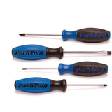 Park Tool SD-SET workshop screwdriver set with four Phillips and flat blade screwdrivers in sizes 0, 2, 3, and 6.