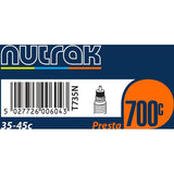 Nutrak 700 x 35-45C Presta valve inner tube for road bikes, made of durable butyl rubber, shown in the image.