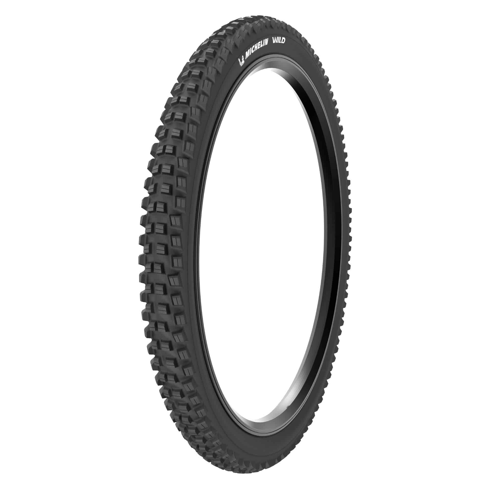 Michelin Wild Access mountain bike tyre designed for mixed and soft terrain riding, showcasing its tread pattern and rugged sidewalls.