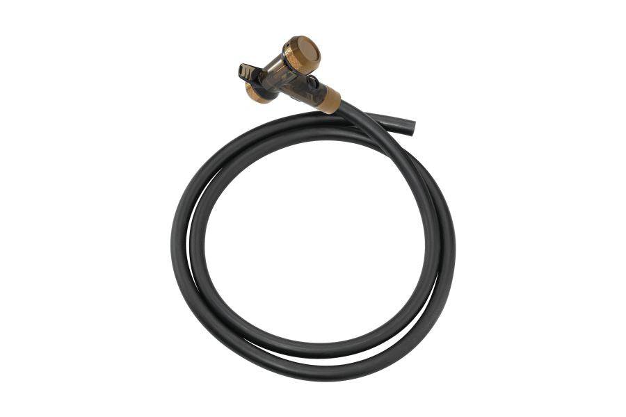 Topeak TubiHead upgrade kit in black for tubeless tyre floor pump, designed for easy inflation and secure seal.