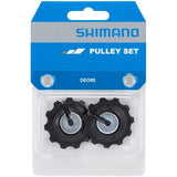 Shimano Deore RD-T6000 rear derailleur tension and guide pulley set for bicycle components, showcasing pulleys and derailleur parts.