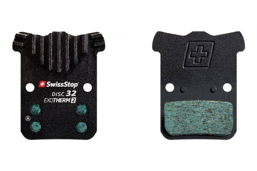 SwissStop Disc 32 brake pads for SRAM road bikes, compatible with G1 Red eTap AXS, Force, and Rival components.