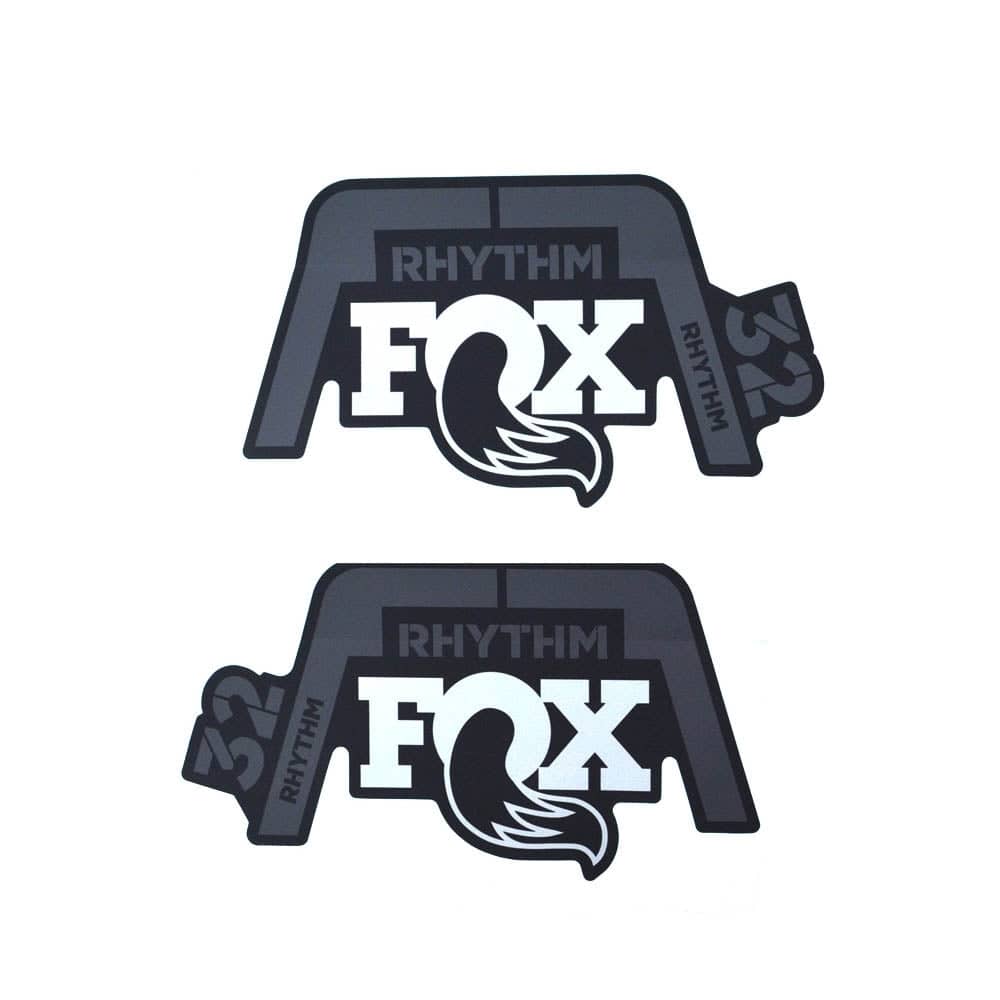 Fox Fork 32 Rhythm Decal Kit Gray Logo / Matte Black 2020 | Swinnerton Cycles