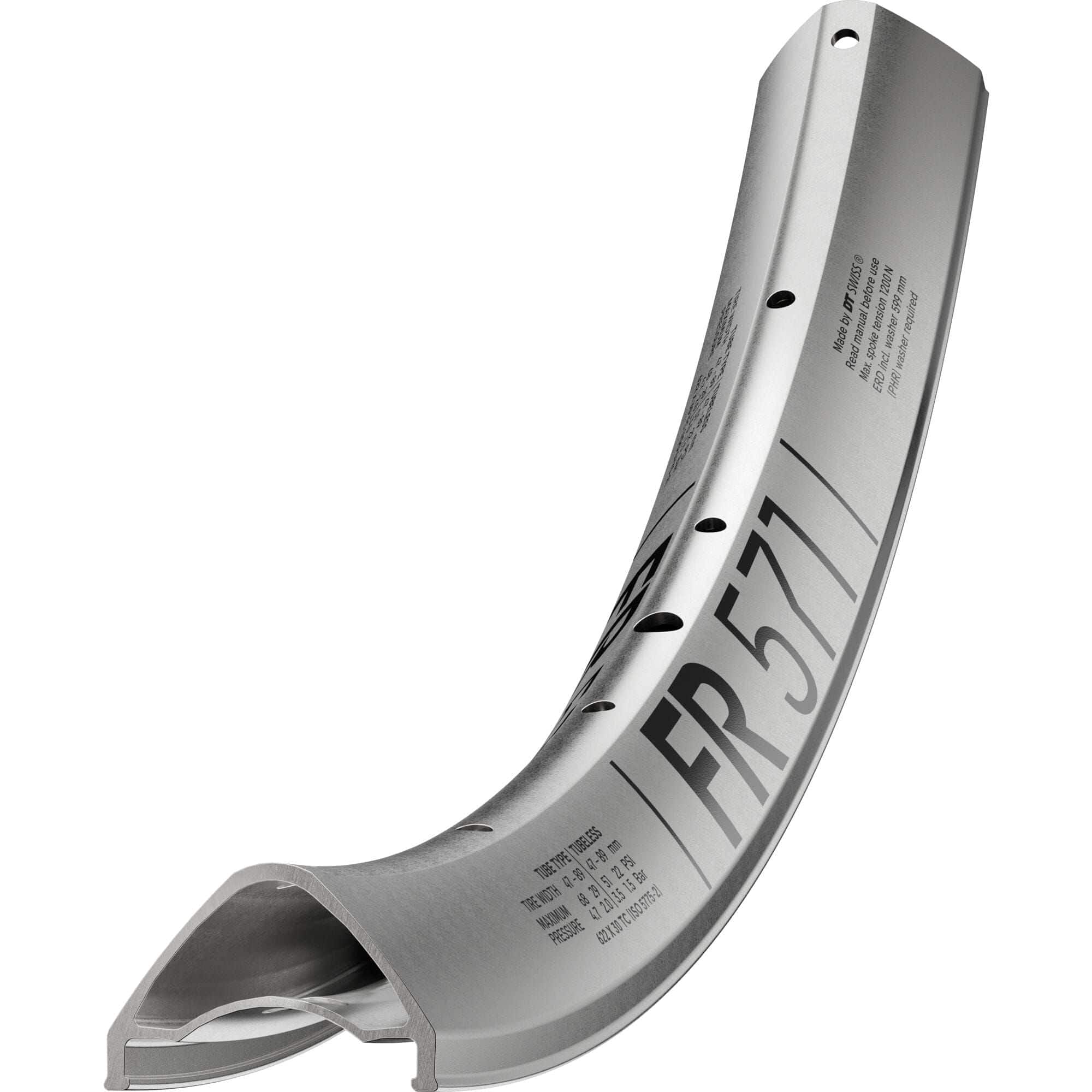Silver DT Swiss FR 571 SBWT 27.5-inch disc-specific rim with 32 holes and Presta valve for mountain bike components