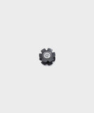 Fox Fastener custom metric star fangled nut for M6 x 1.0 threading, showing a close-up of the metal component with star fangled design