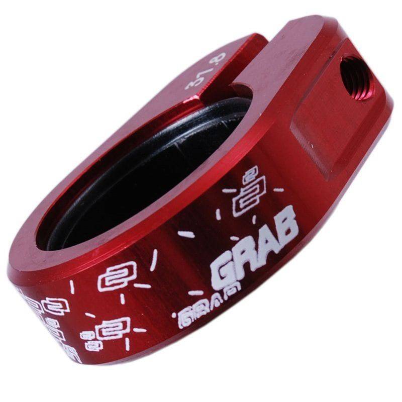 DMR Bikes single bolt grab seat clamp for bike seatposts, shown as a durable component in natural metal finish.