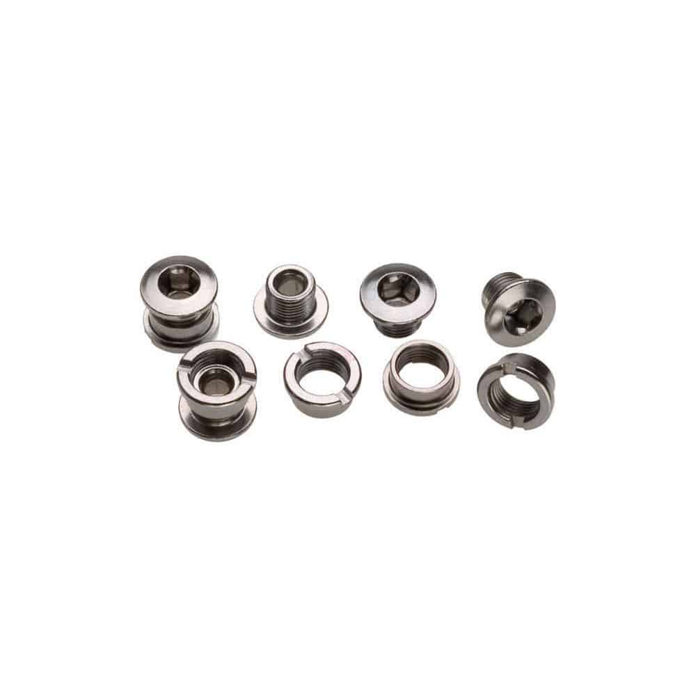 Specialites TA single speed steel chainring bolts for bicycle components, shown in a close-up image.