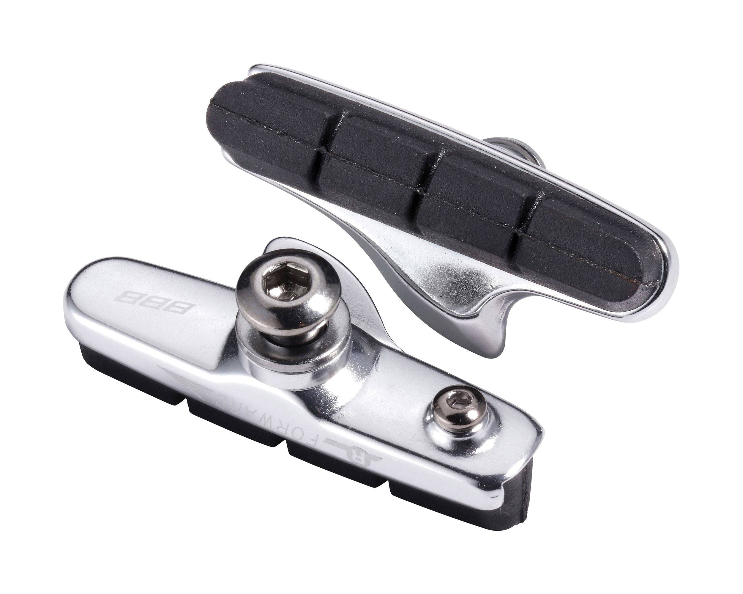 BBB Roadstop Shimano Cartridge Brake Pads for Shimano and SRAM systems, shown in a close-up image of the components.