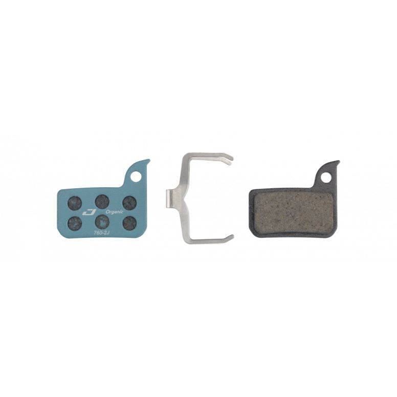 Jagwire Sport Organic disc brake pads for SRAM Road eTap Blue, showing the brake pad components and packaging.