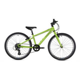 Ridgeback Dimension 24 kids bike with 7-speed Shimano gears, suitable for children 140-150cm tall, black and blue frame.