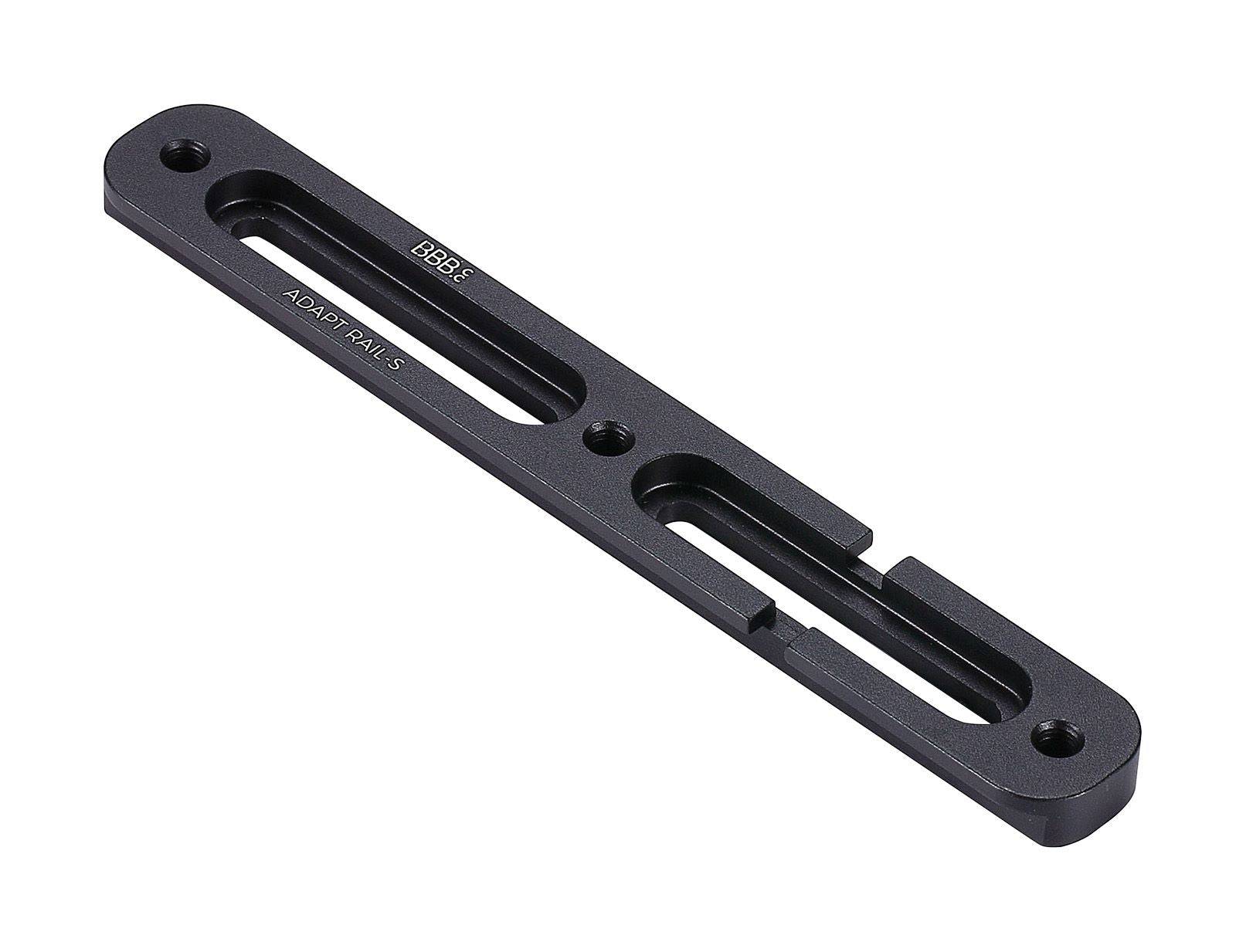 BBB AdaptRail Mounting Bracket BBC-120 for bike bottle cages and accessories, shown attached to a bike frame.