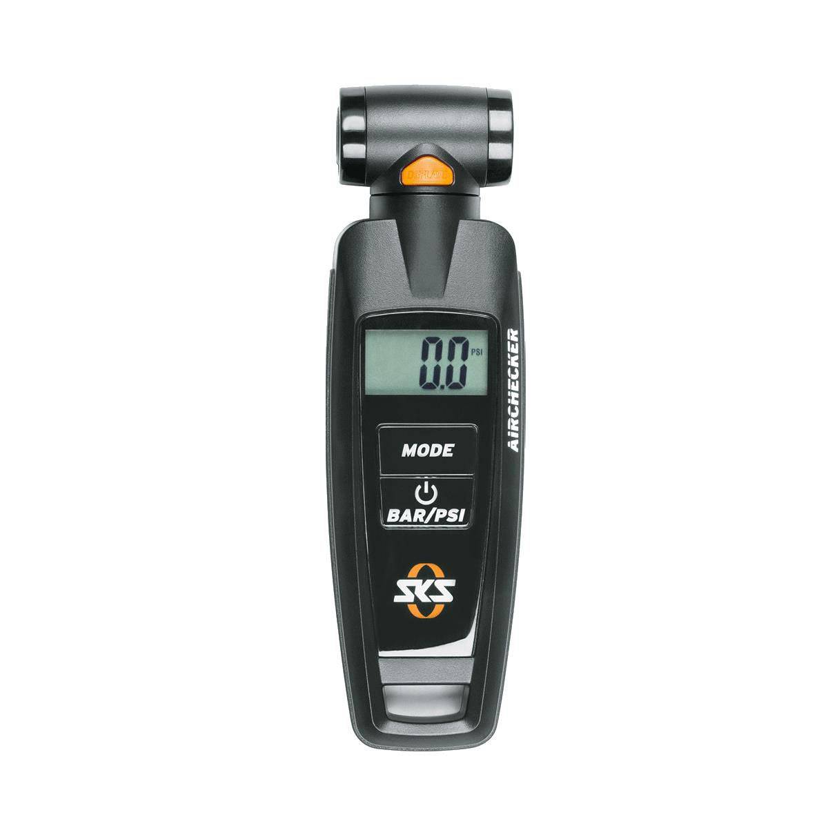 SKS Airchecker digital tyre pressure gauge with backlit display and swivelling duo head, accessory for accurate tyre pressure testing