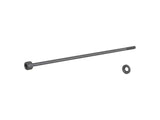 Trek black rear thru-skew 175mm axle for secure bike wheel attachment, component image showing the axle and threading.