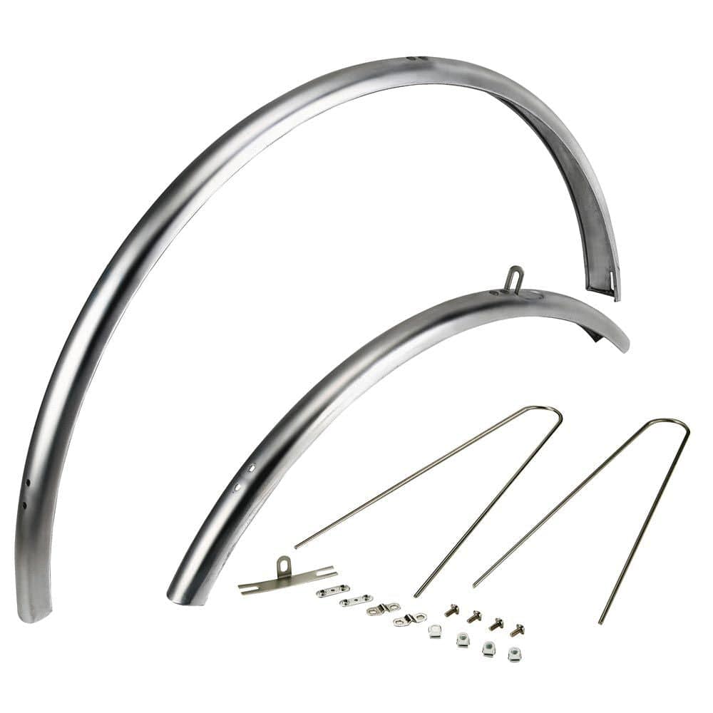 Dia-Compe ENE F-1 alloy mudguards for road bikes, fitted on 700x23C-28C tires, with sleek, protective design.