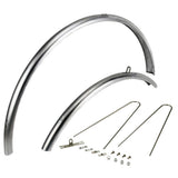 Dia-Compe ENE F-1 alloy mudguards for road bikes, designed for 700x23C to 700x28C tires, with sleek alloy finish.