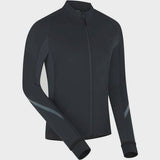 Madison DTE Women's thermal long sleeve cycling jacket with DWR coating, shown in black with reflective details for outdoor riding.