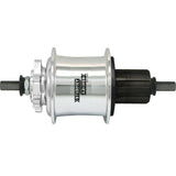 Sturmey Archer CS-RK3 3-speed rear hub with internal gears and IS disc mount for 8/9-speed cassettes on 135mm bikes.