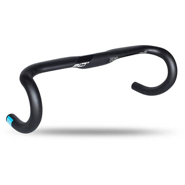 PRO PLT alloy road bike handlebar with 31.8mm clamp, ergonomic 44cm drop, designed for lightweight cycling components.