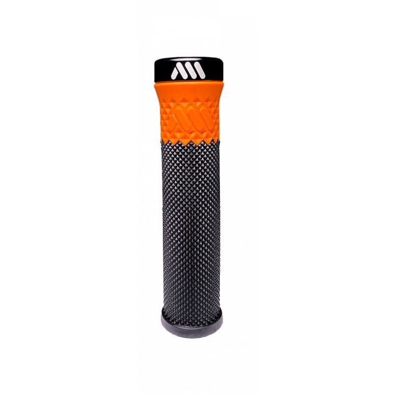 All Mountain Style Cero grips with dual pattern and dual density for bicycle handlebars, showing textured rubber surface and branding.