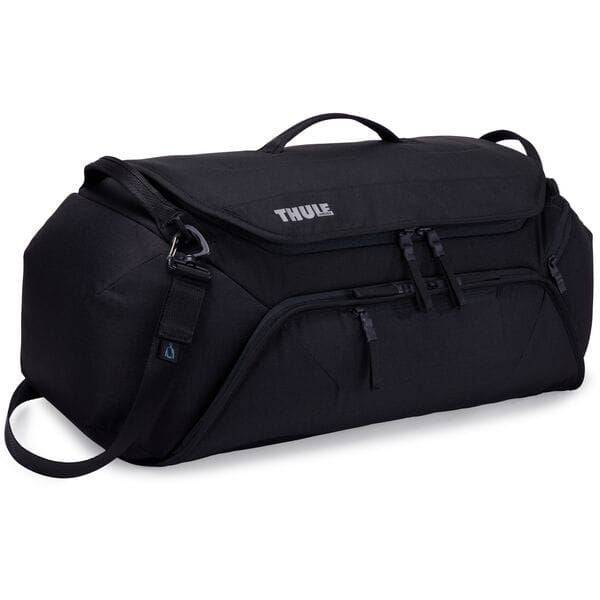 Thule RoundTrip 55L bike duffel bag with organized compartments, durable cycling gear bag for travel and storage.