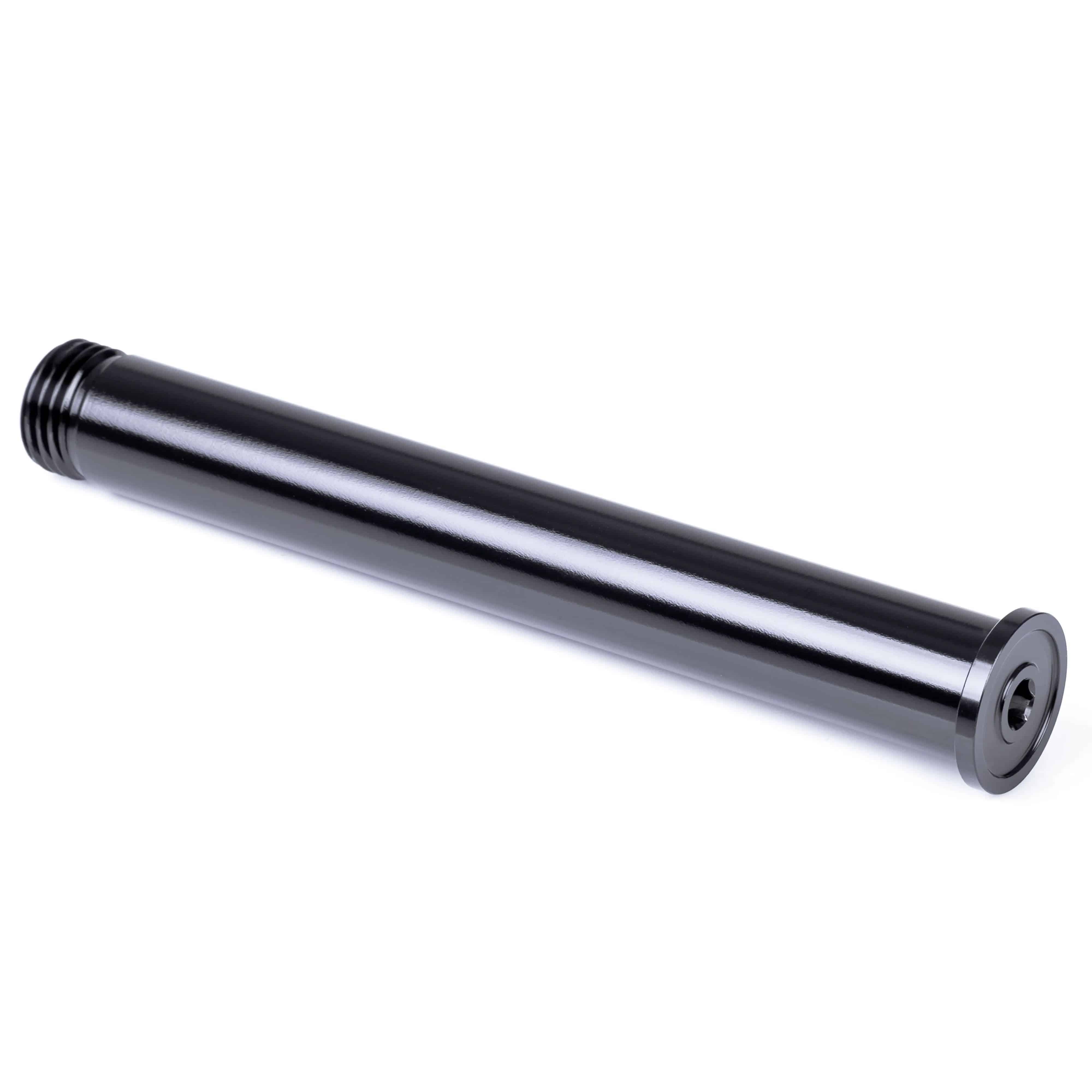 X-Fusion XF 20mm Bolt-Style Axle for RV1 and metric forks with 20mm dropouts, shown in a close-up of the component.