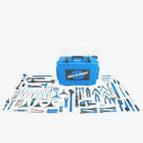 Park Tool BRK-1 Big Rolling Kit with BX-3 Toolbox for professional bike repairs, including various workshop tools and accessories.