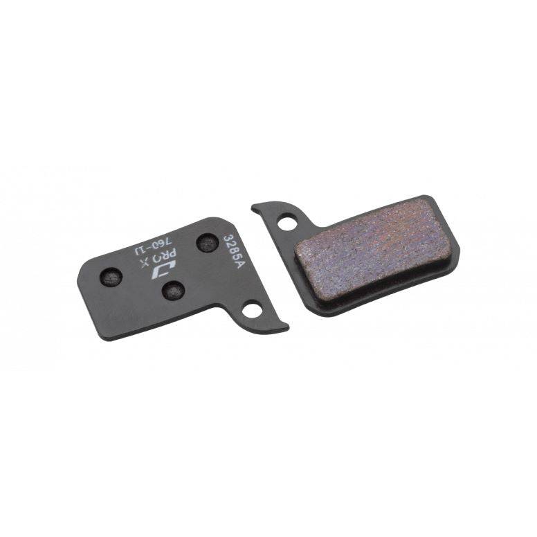 Jagwire Pro Extreme Sintered Disc Brake Pads for SRAM Road eTap systems, showing close-up of brake pad design and material.