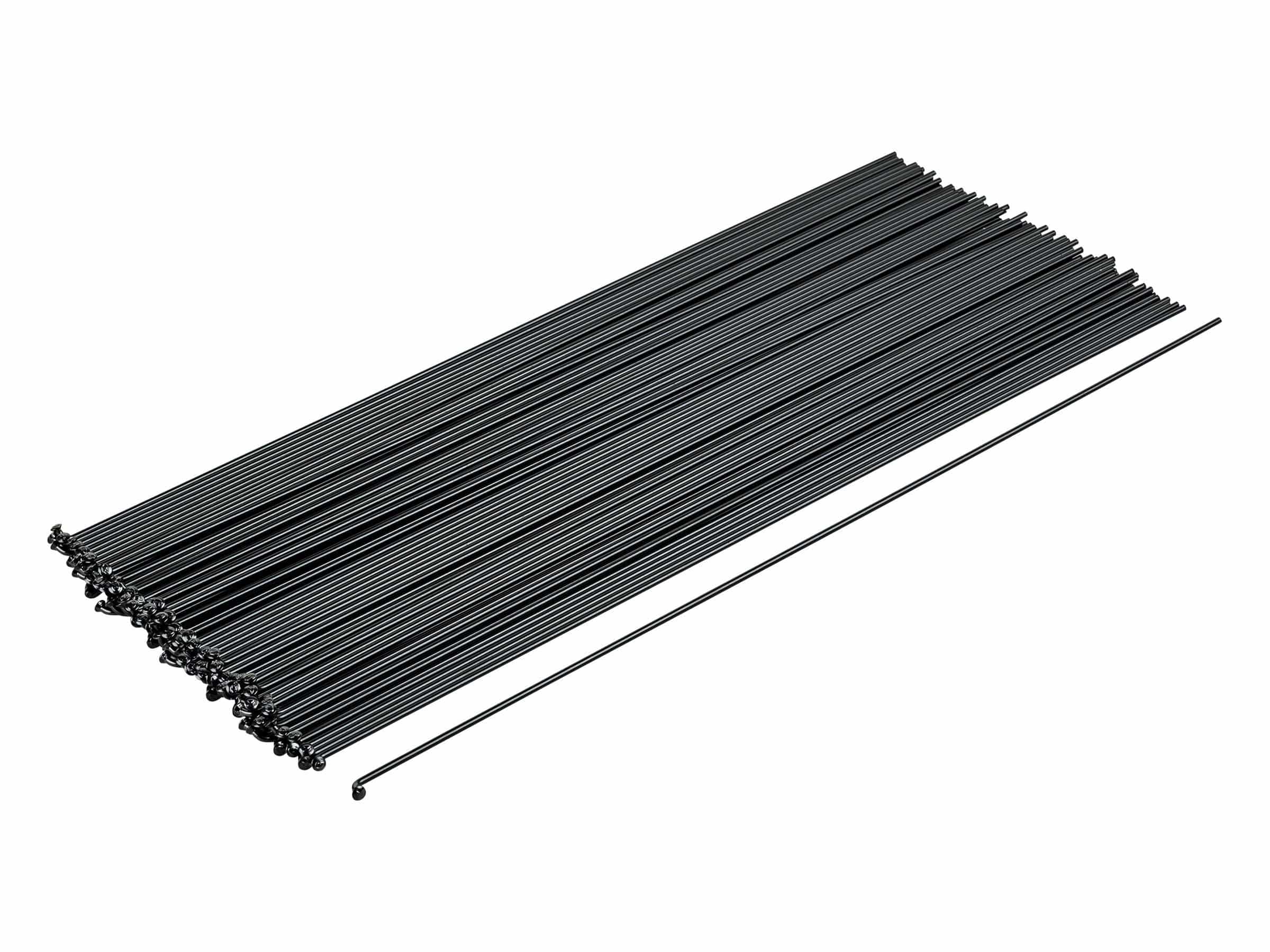Set of 100 Bontrager 14 gauge steel round J-bend spokes, 310mm length for bike wheel builds, components for durable wheel assembly.