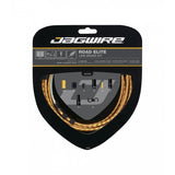 Jagwire Elite Link road bike brake cable kit with aluminum link housing, showing cables and housing components for bike braking system.