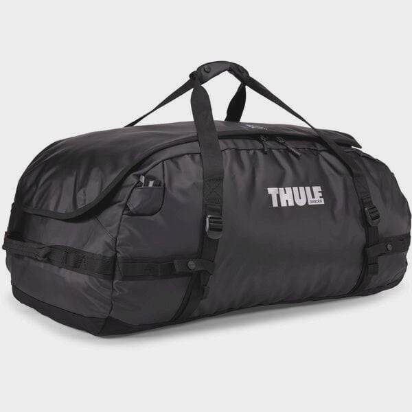 Thule Chasm Duffel Bag with convertible backpack straps and durable wheels, outdoor accessories for travel and adventure.