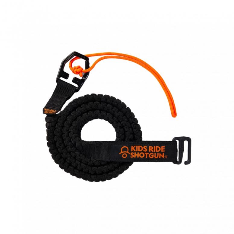 Kids Ride Shotgun Kids MTB tow rope, black wearable shock-absorbing accessory for safe riding with a quick fit design.
