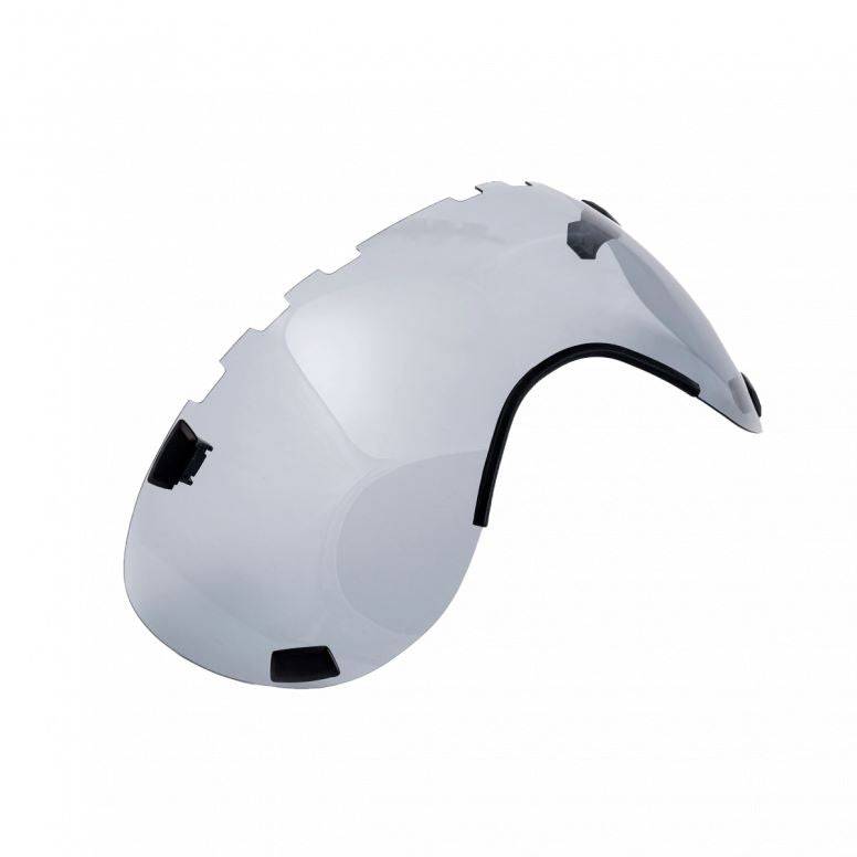 MET Drone helmet replacement shield in smoke medium with wide body mag-clip for motorcycle or biking safety and protection.