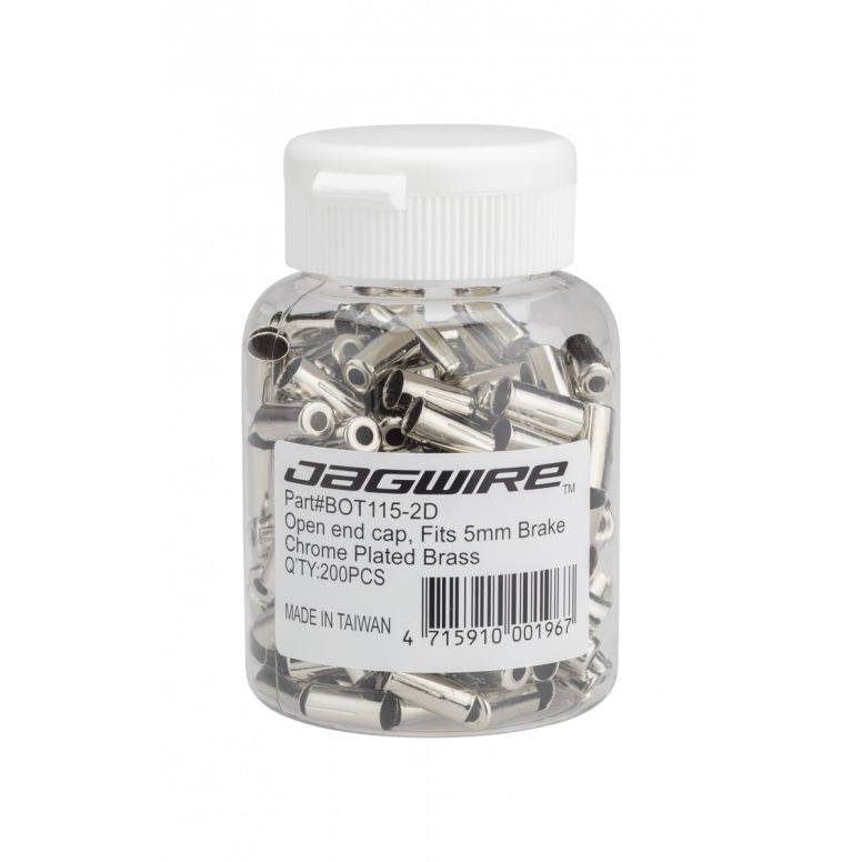 Jagwire End caps Open - 5mm Brake Crimp - Brass Silver 200 Pack | Swinnerton Cycles