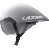 Lazer Volante KinetiCore aerodynamic cycling helmet with adjustable fit and panoramic lens, shown from the front profile.