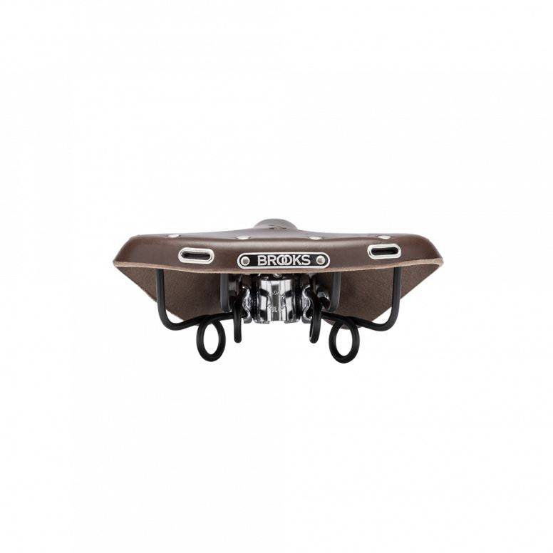 Brooks B72 unisex bicycle saddle with loop suspension, designed for comfortable upright riding and smooth cycling.
