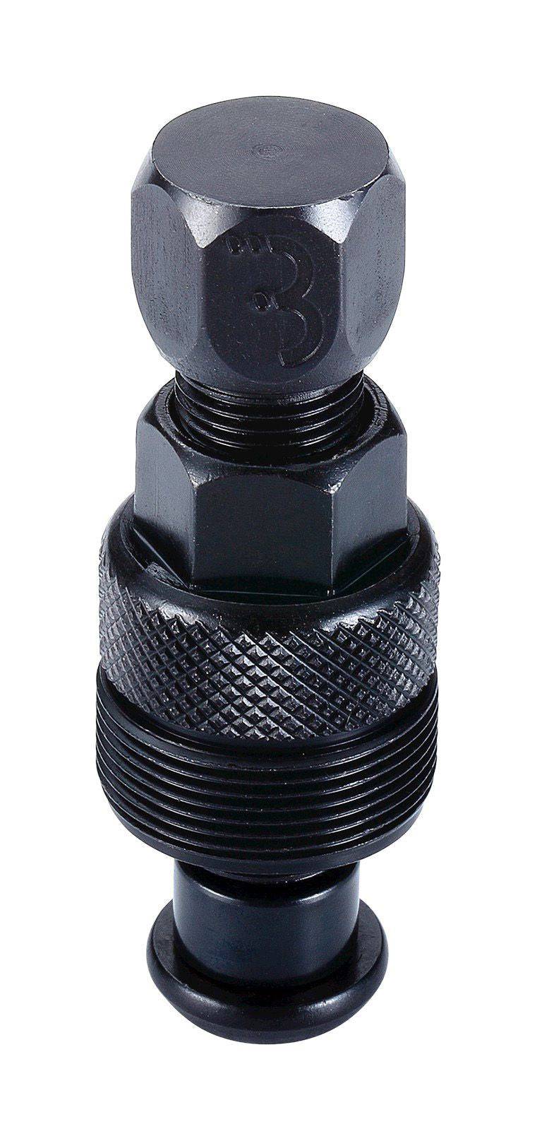 BBB BTL-14 PowerPull crank puller tool for JIS, ISIS, and Octalink spindles, shown in a workshop setting