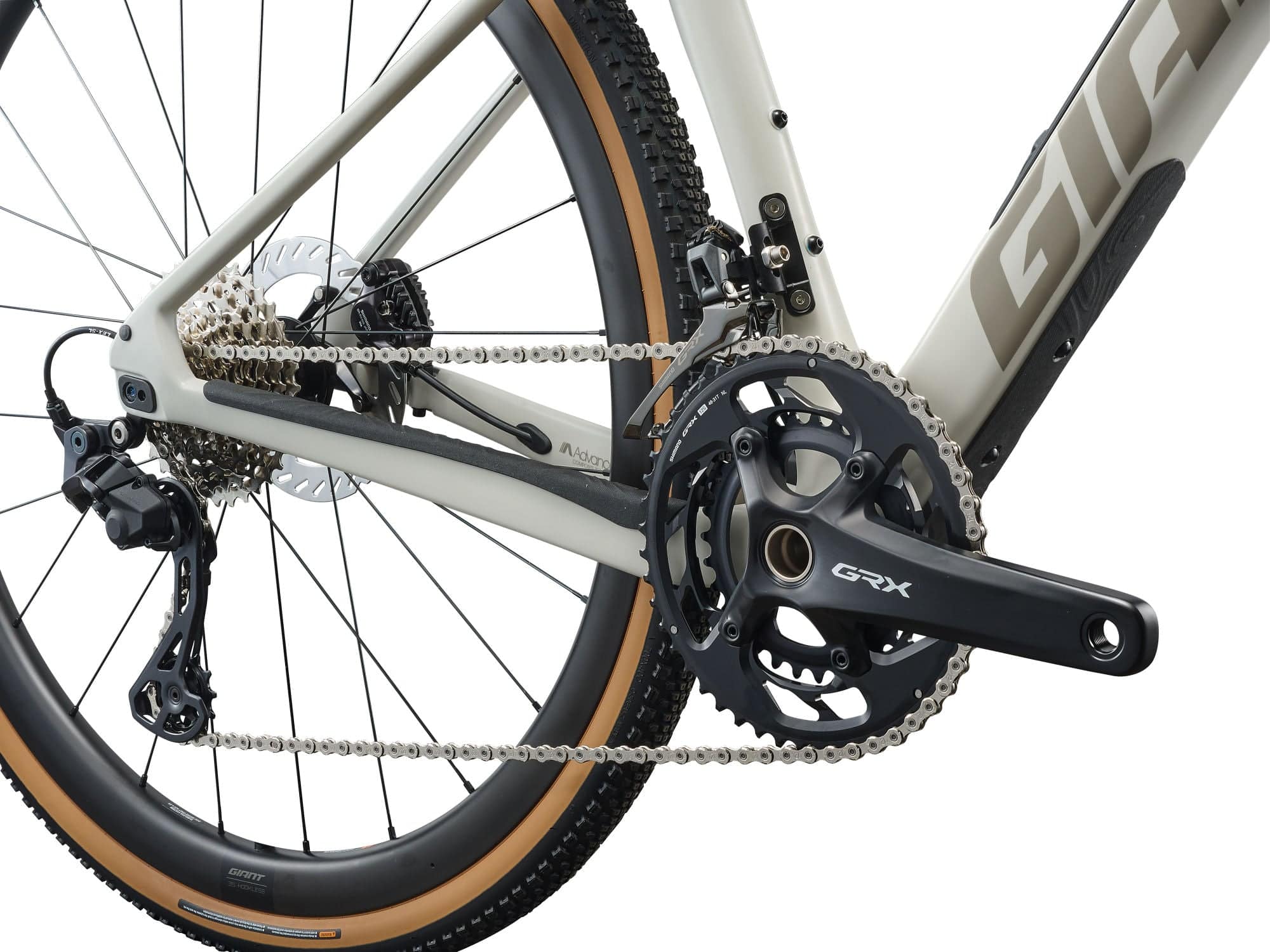 Giant Revolt Advanced 0 MY26 gravel bike with adjustable wheelbase and comfort features, shown in a side view.