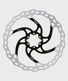 Galfer Wave 6-Bolt MTB disc brake rotor showing high-performance silver brake rotor with six bolt holes for mountain bike brakes