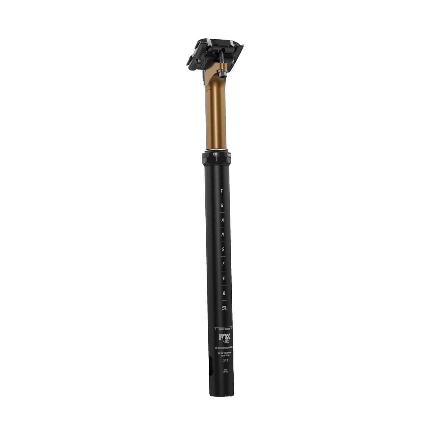 Fox Transfer SL Factory dropper seatpost for gravel and XC racing bikes, featuring sleek hydraulic suspension and lightweight design.