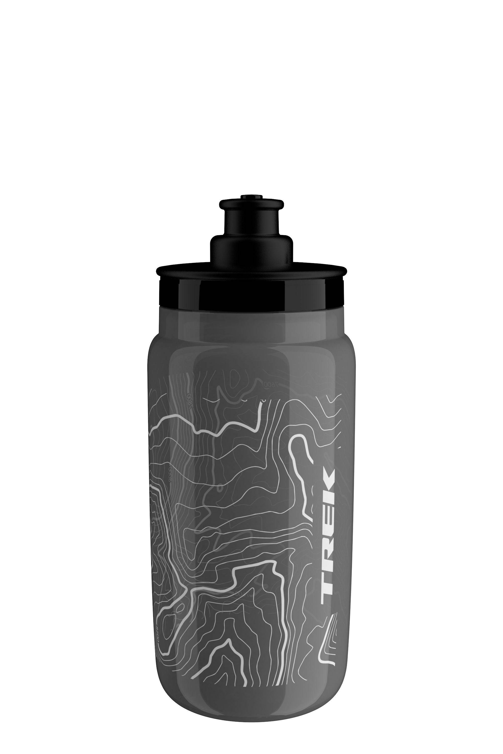 Trek Fly 550ml BPA-free leak-proof cycling water bottle with a clear design and ergonomic cap for easy drinking during rides
