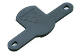 Topeak bike rack tail light mount in black with 80mm holes, designed for secure attachment to bike racks.