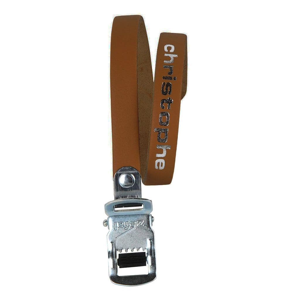 Zefal Christophe leather toe straps for bicycle pedals, cycling components with adjustable straps for secure pedal grip.