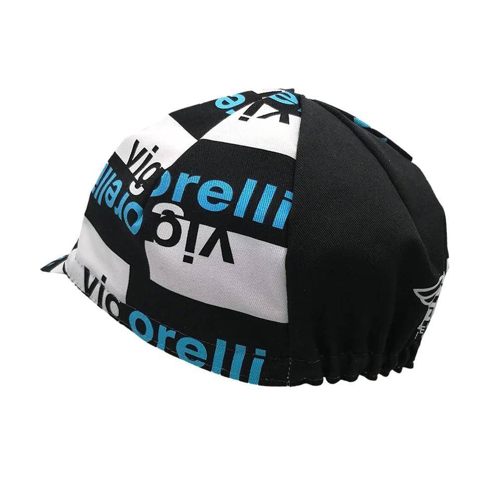 Cinelli Vigorelli black cycling cap, Italian brand, lightweight headwear, one size fits all, designed for cycling enthusiasts.