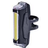 Infini Super Bright 30-LED COB front bike light with USB rechargeable battery, mounted on a bicycle for enhanced visibility.