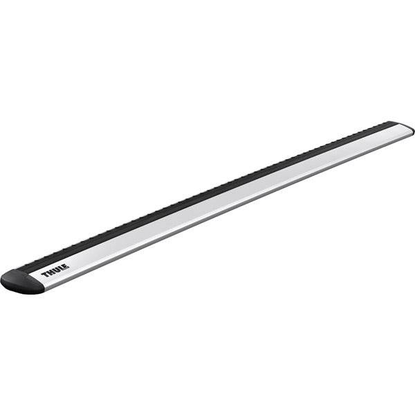 Thule Wing Bar Evo aluminium roof bar with aerodynamic mounts, shown with compatible accessories on a vehicle roof.
