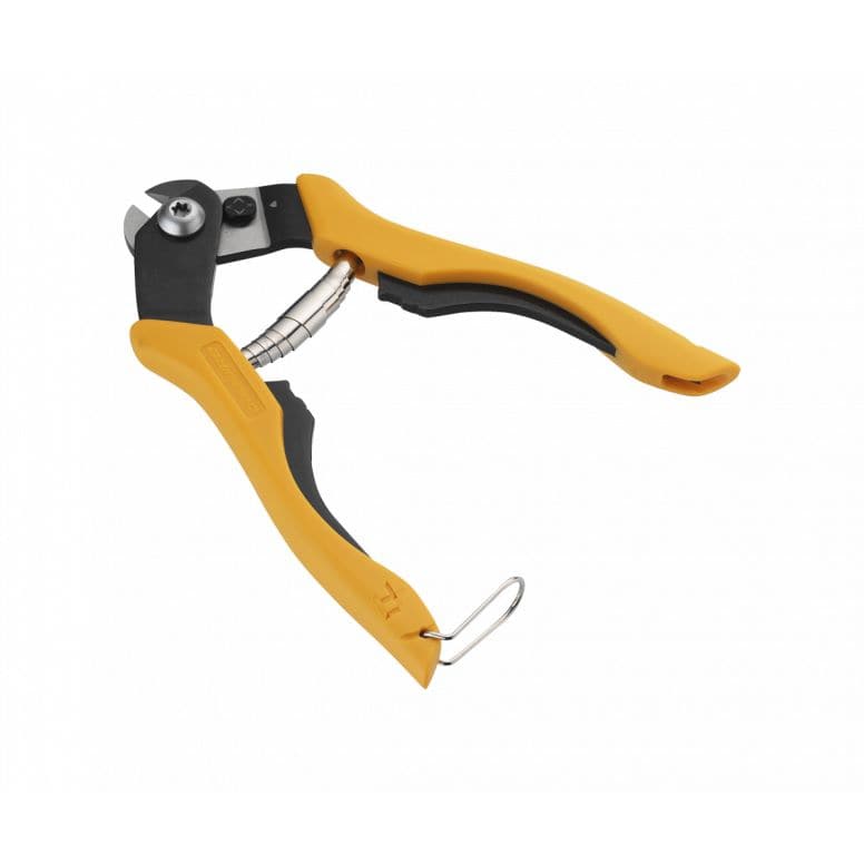Jagwire Pro Housing Cutter in yellow with built-in crimper and awl for bike shift and brake cable maintenance.