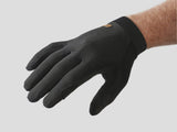 Trek Evoke unisex mountain bike gloves showing breathable fabric, touchscreen fingertips, and secure wrist straps for cycling comfort.