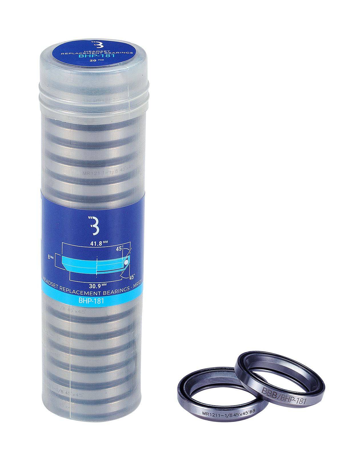 BBB BHP-181 sealed headset bearings for bikes, 1.1/8-inch size, 41.8×8mm, 45°×45° angle, bike component hardware