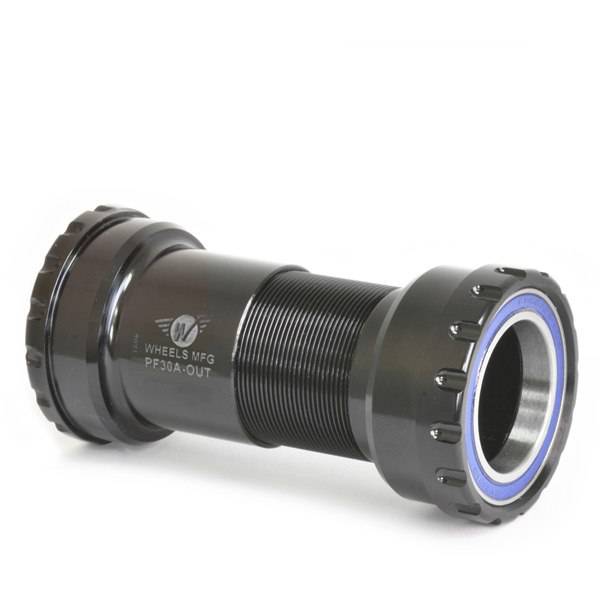 Wheels Manufacturing PF30A outboard bottom bracket with ABEC-3 bearings for 30mm cranksets, designed for bicycle component installation.
