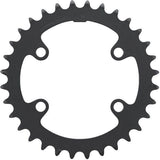 Shimano CUES FC-U6010-2 32T double inner chainring for 11-speed bike crankset, showing the metal gear teeth and branding.